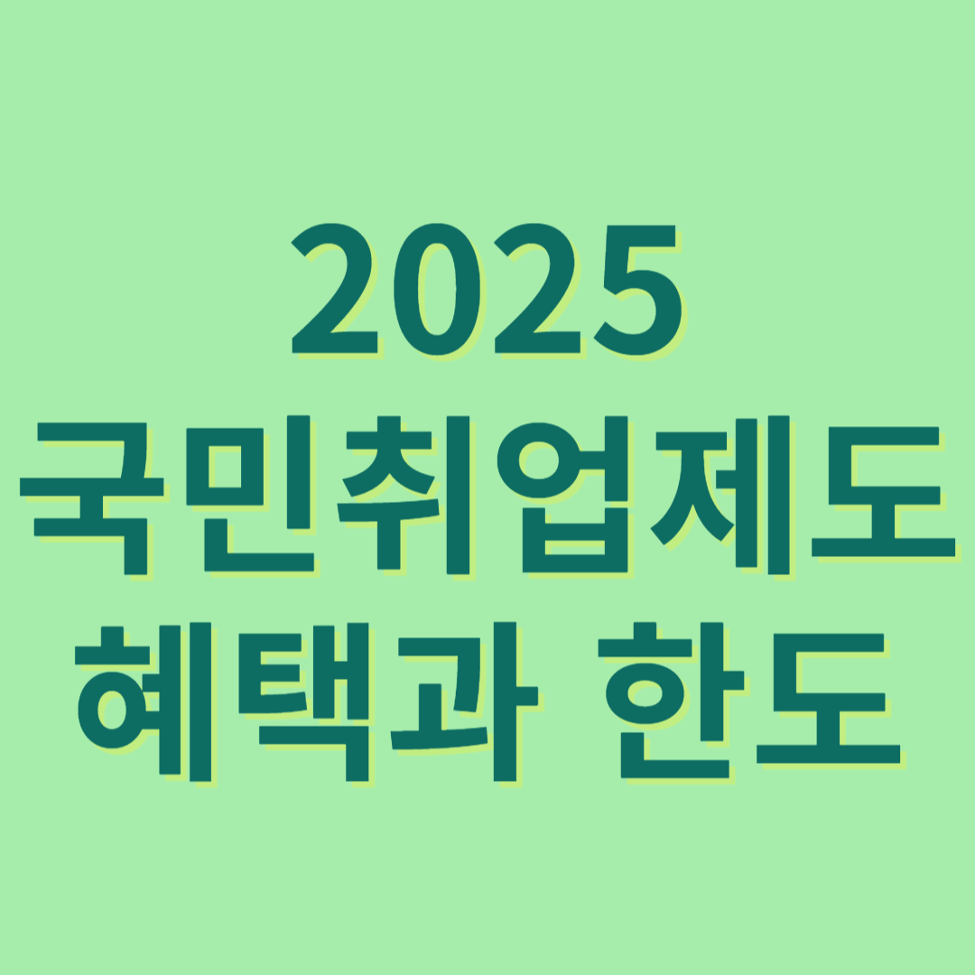 2025 국민취업제도 혜택과 한도