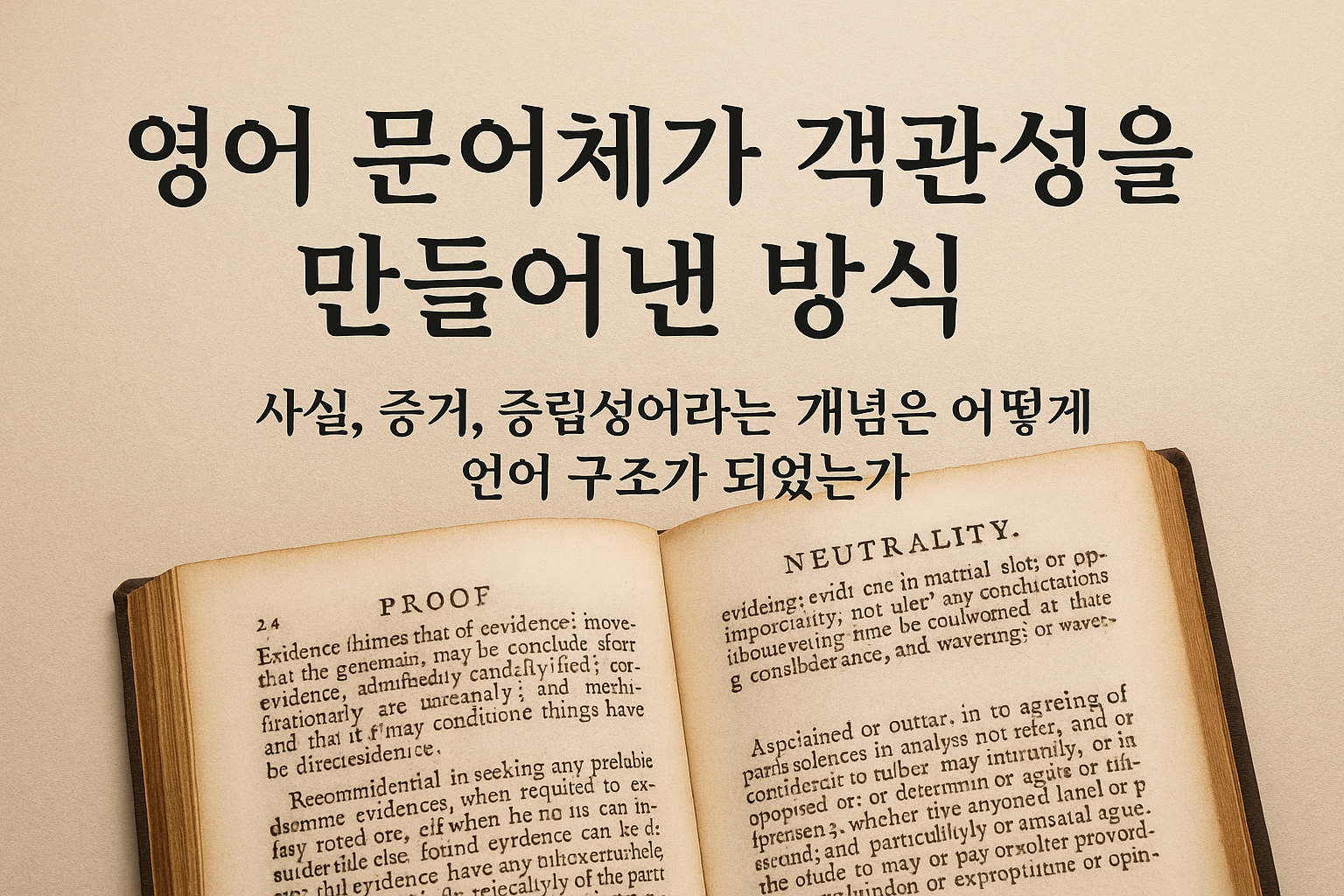 영어 문어체가 객관성을 만들어낸 방식- 사실, 증거, 중립성이라는 개념은 어떻게 언어 구조가 되었는가와 관련한 이미지 생성