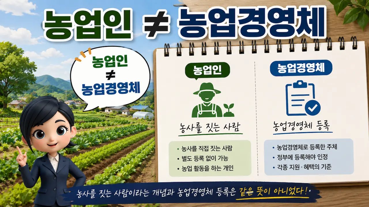 농사를 짓는 사람이라는 개념과 농업경영체 등록은 같은 뜻이 아니다.