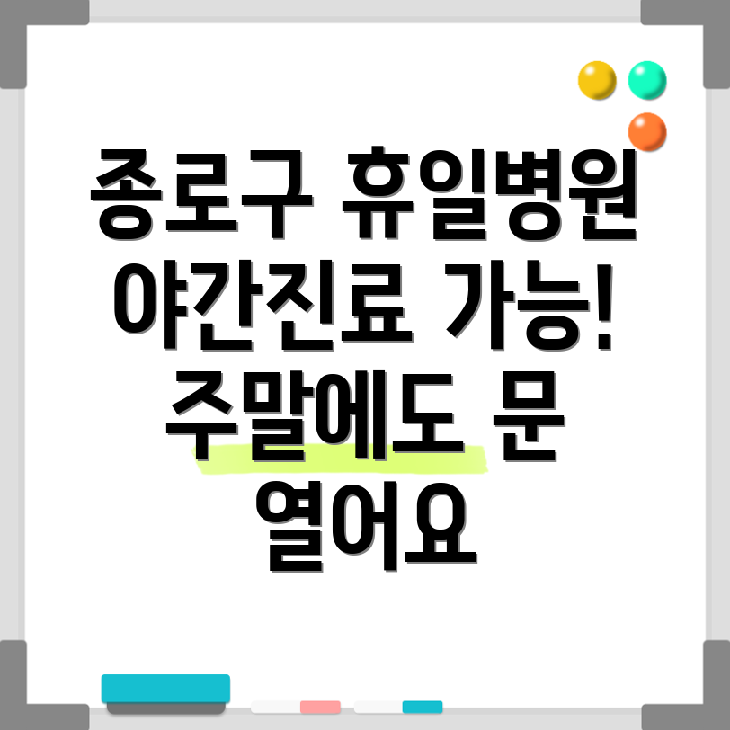 서울 종로구 휴일 병원