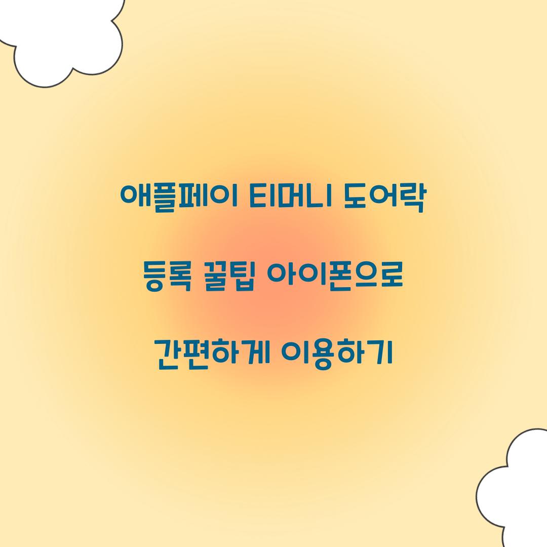애플페이 티머니 도어락