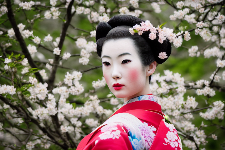 벚꽃-게이샤견습생-마이꼬모습