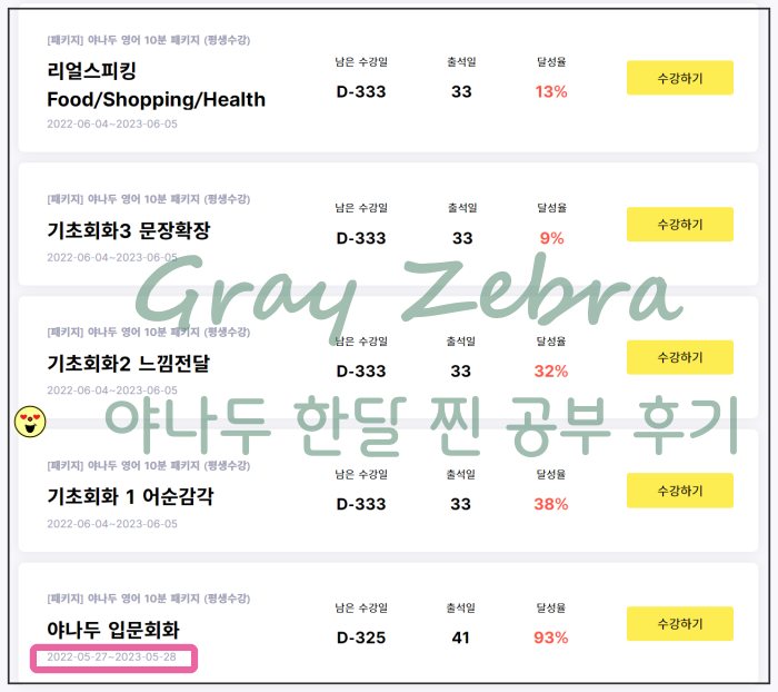 야나두 한달 공부 진행 인증