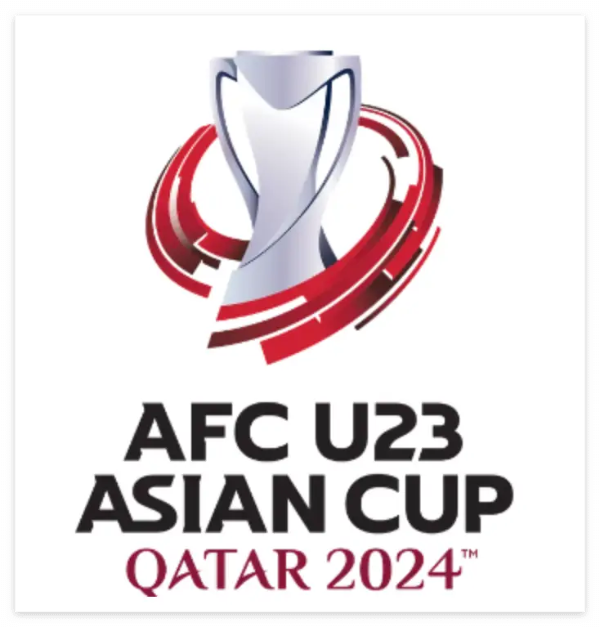 아시안컵-흰바탕 가운데 흰색 트로피 주변 빨간 동그라미 아래 검은글씨 AFC U23
아래 검은글씨 ASIAN CUP
아래 빨간글씨 QATAR 2024