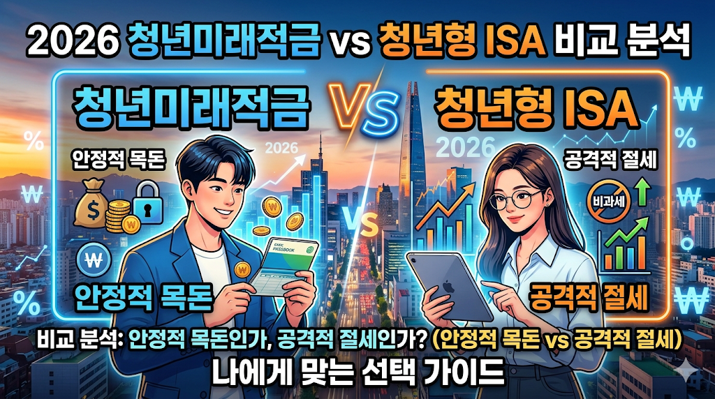 2026 청년미래적금 vs 청년형 ISA 비교 분석: 안정적 목돈인가, 공격적 절세인가? 나에게 맞는 선택 가이드