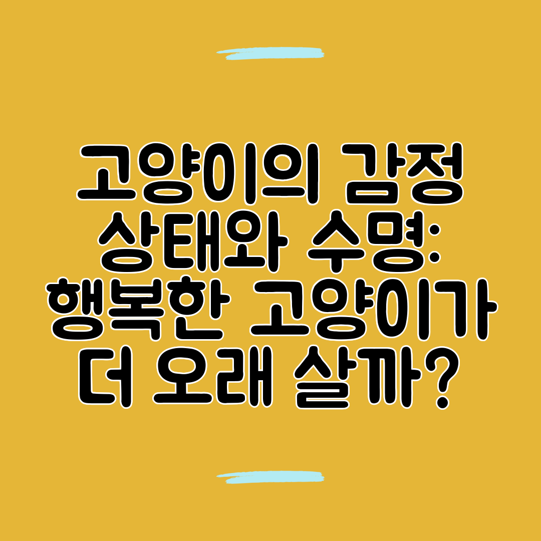 고양이의 감정 상태와 수명 행복한 고양이가 더 오래 살까