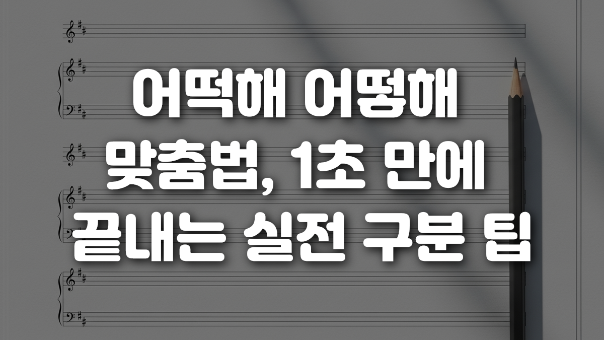 어떡해 어떻해 맞춤법 1초 만에 끝내는 실전 구분 팁