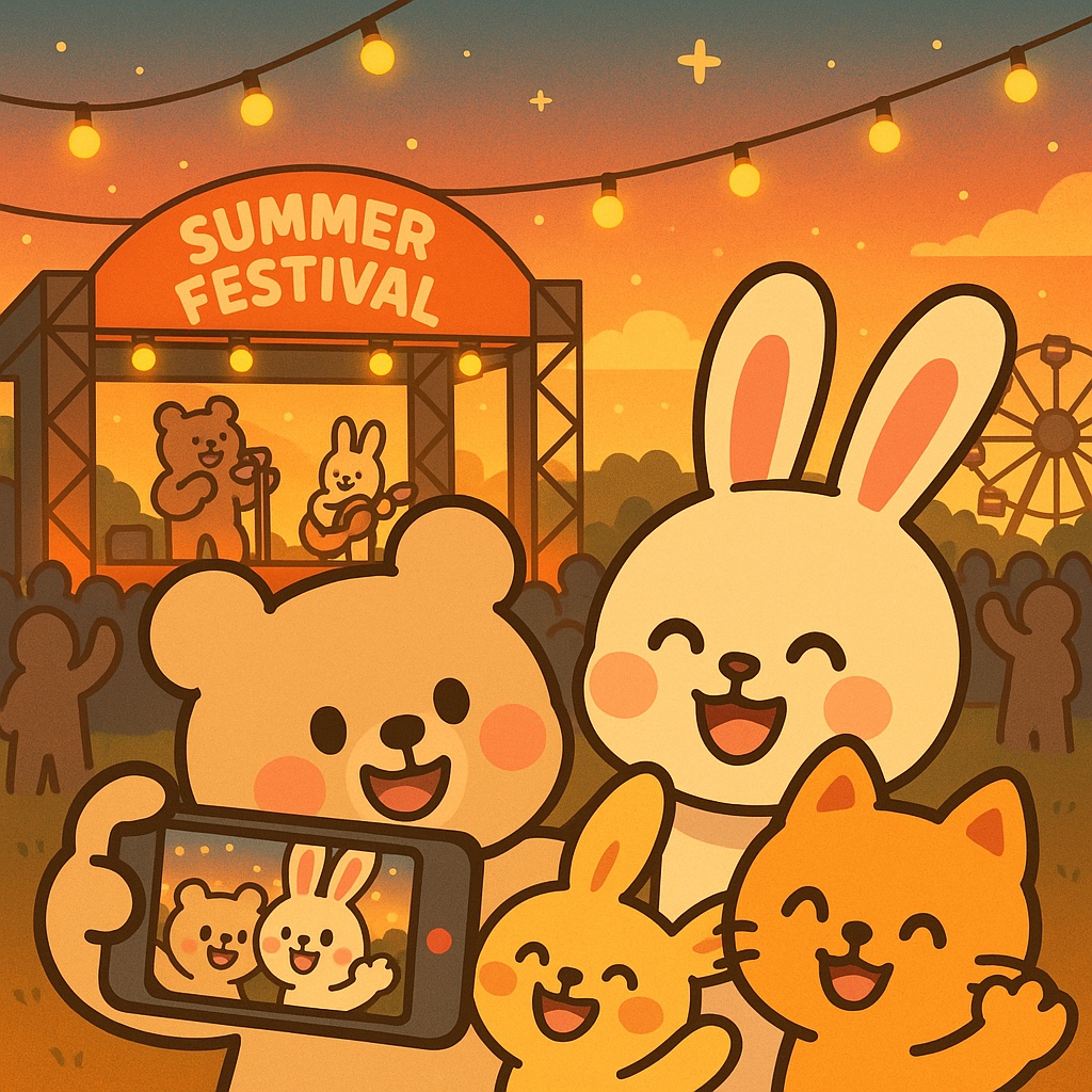 분위기 좋은 페스티벌에서 영상을 남기고 있는 사람들에 관련된 사진