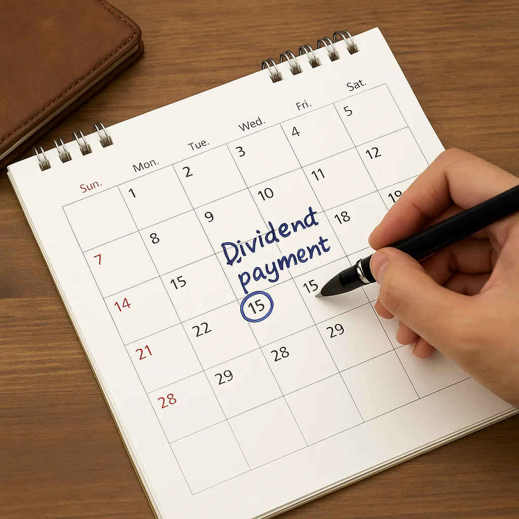 배당금 지급일을 표시한 손글씨 달력