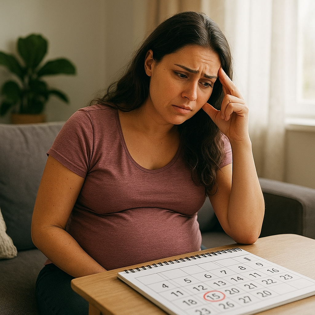 제왕절개 날짜 고민하는 임산부 이미지