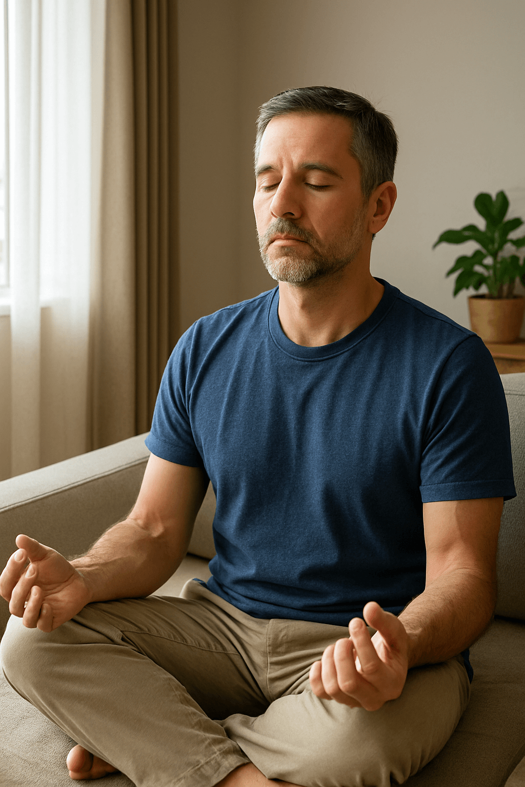 명상으로 감정조절을 하는 이미지