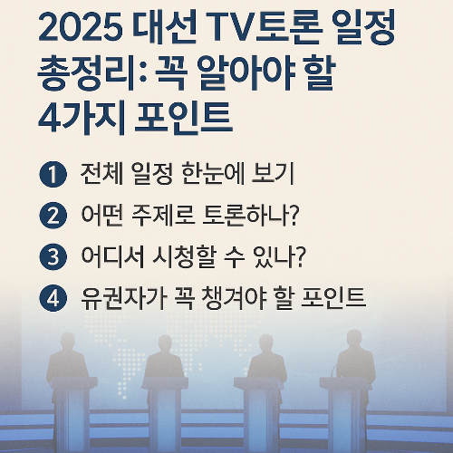 2025 대선 TV토론 일정 총정리: 꼭 알아야 할 4가지 포인트