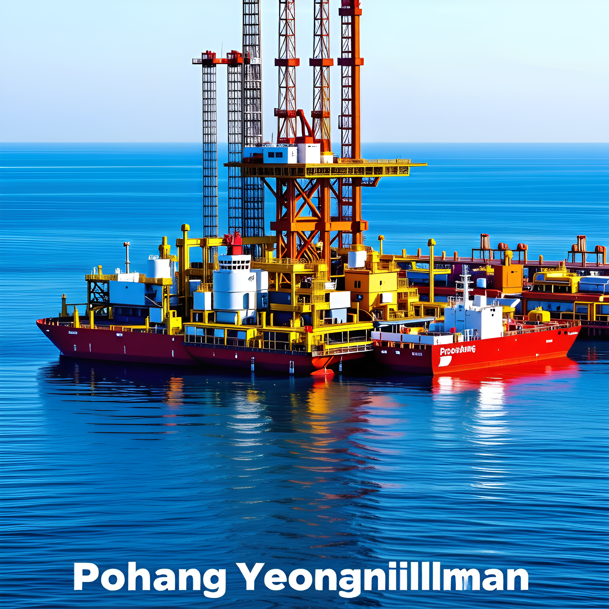 뤼튼, 포항 영일만에서 석유, 가스 탐사 시추를 하는 설비 이미지