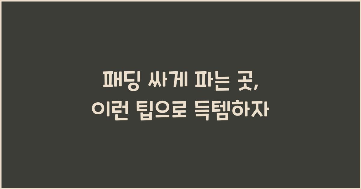 패딩 싸게 파는 곳