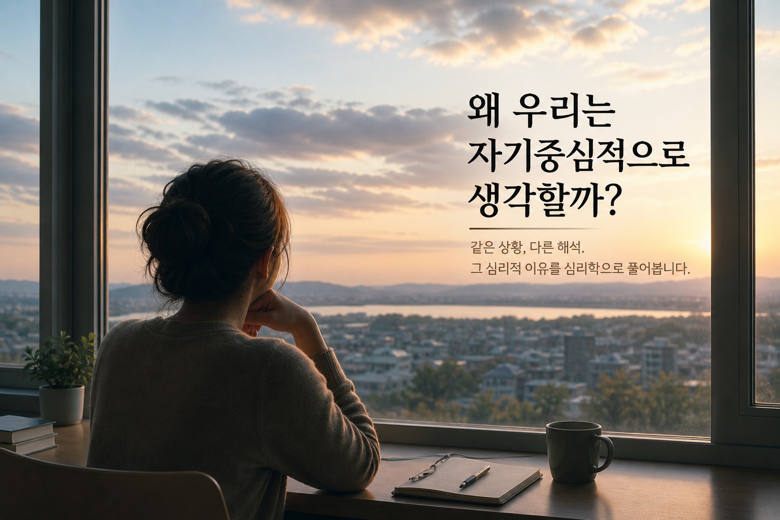자신의 관점으로 세상을 해석하는 자기중심적 사고를 상징하는 이미지