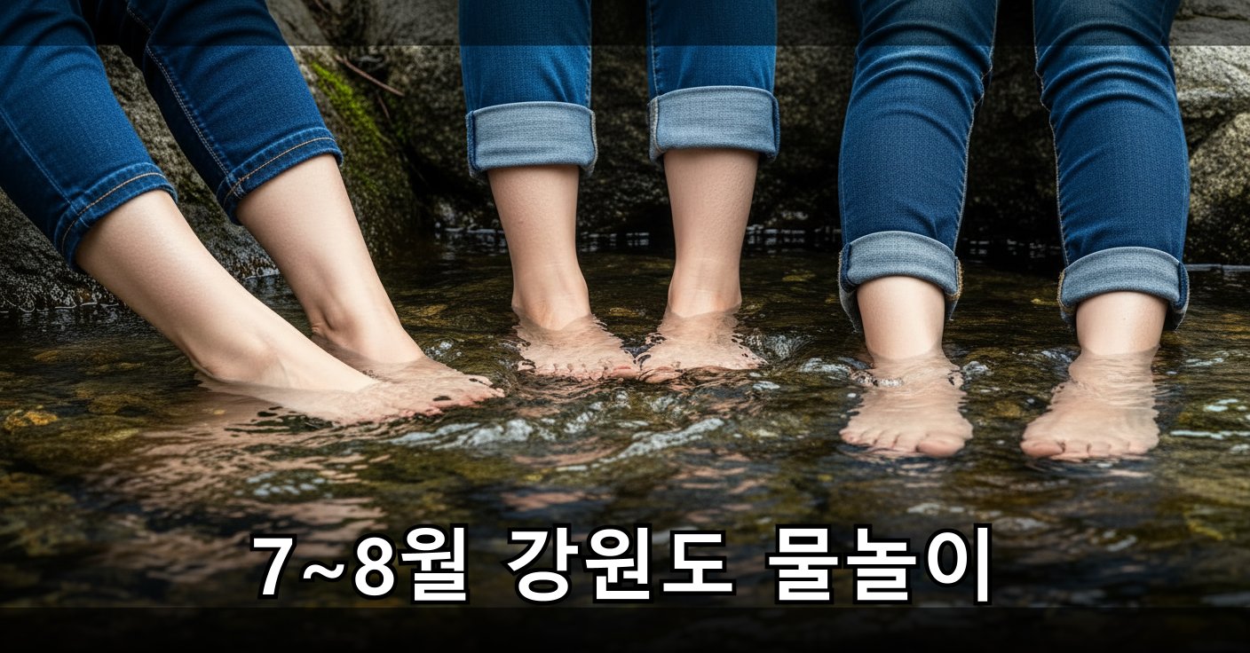 시원한 계곡물에 발을 담그고 있는 모습