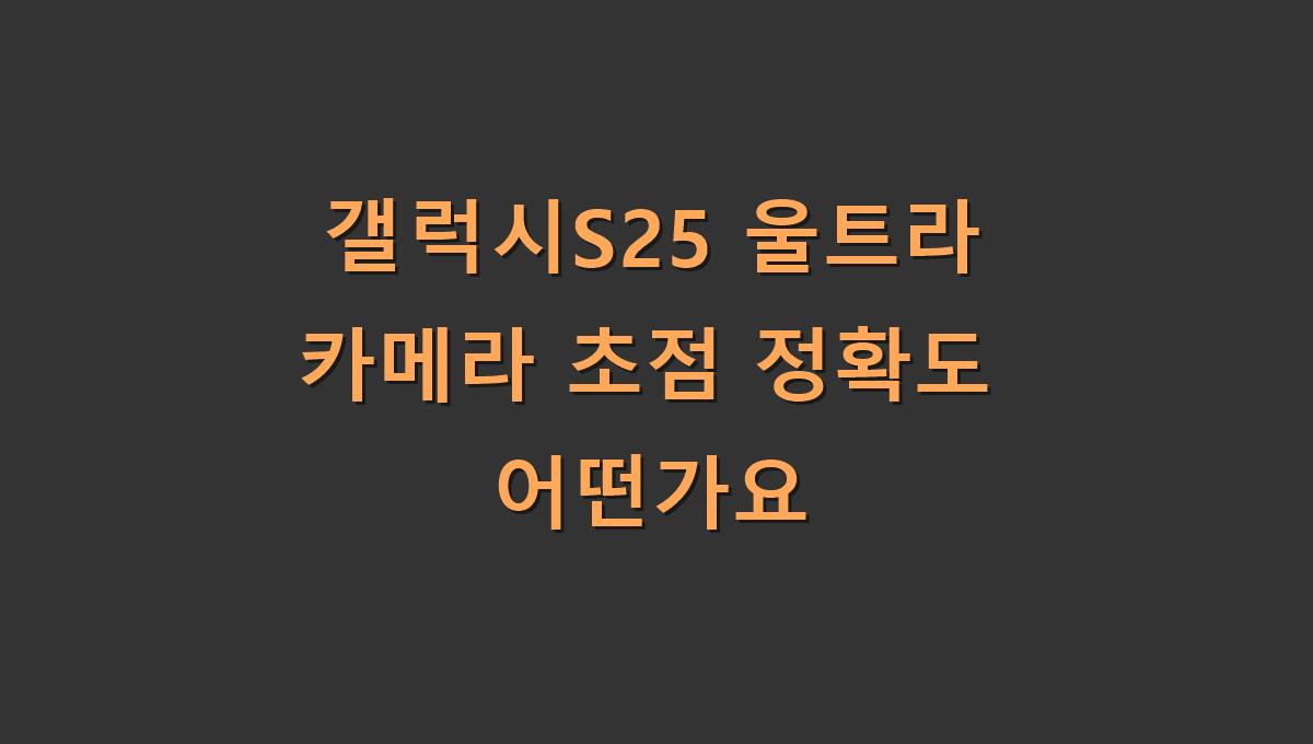 갤럭시S25 울트라 카메라 초점 정확도 어떤가요
