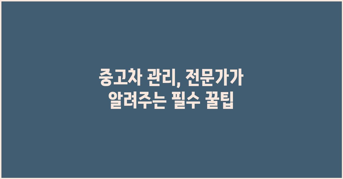 중고차 관리, 전문가가 알려주는 꿀팁