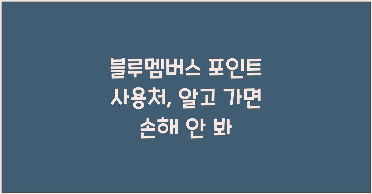 블루멤버스 포인트 사용처