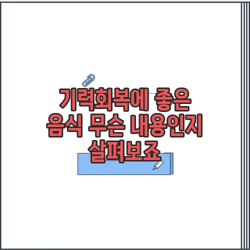 기력회복에 좋은 음식 무슨 내용인지 살펴보죠