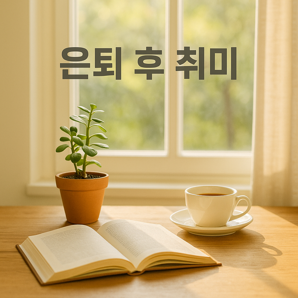 은퇴 후 취미와 여유를 상징하는 화분과 책