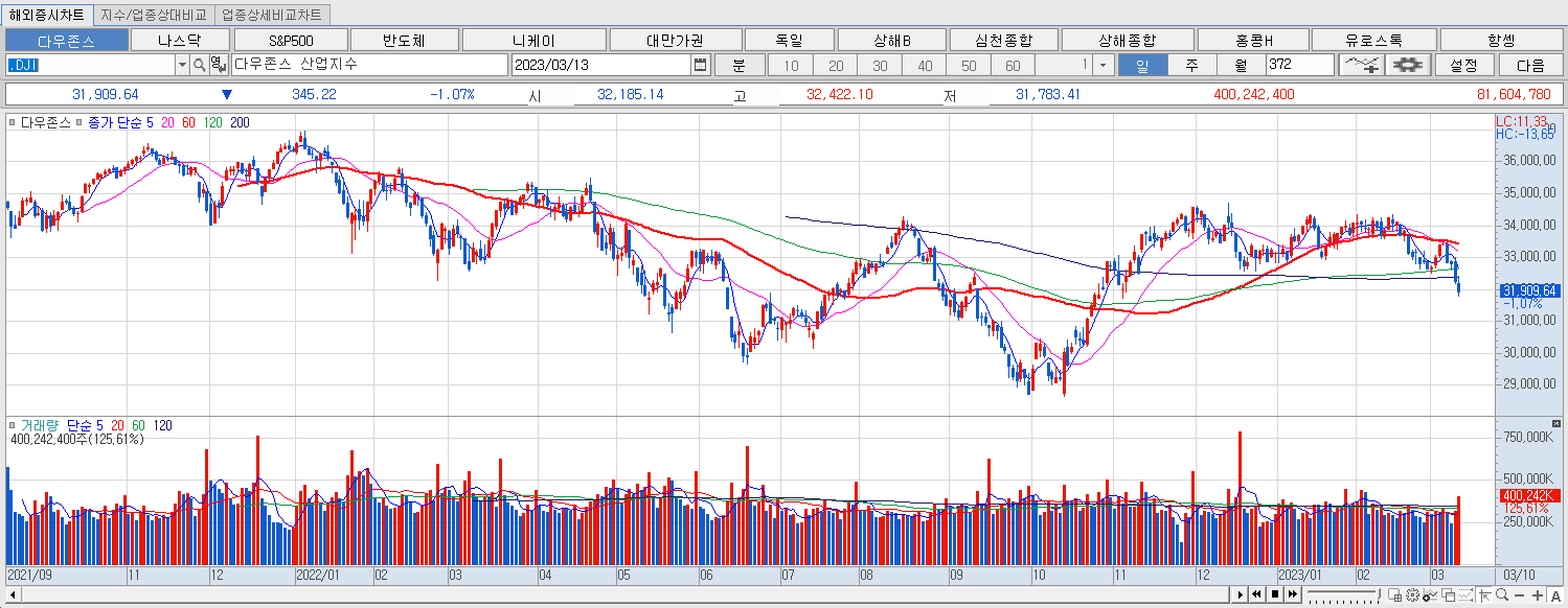 3.13 다우지수 마감챠트
