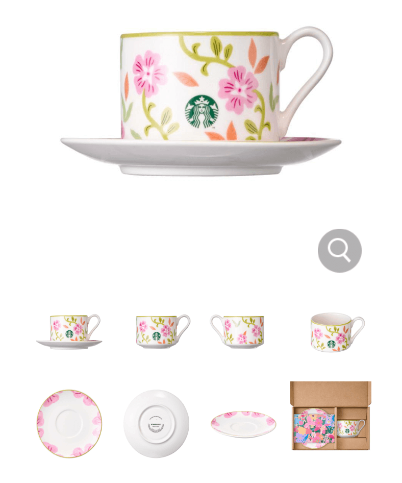 땡스 핑크 플라워 머그앤소서