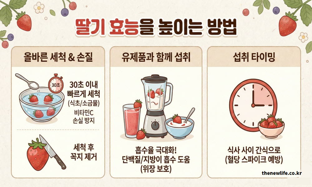 딸기 효능 높이는 세척법 섭취 방법