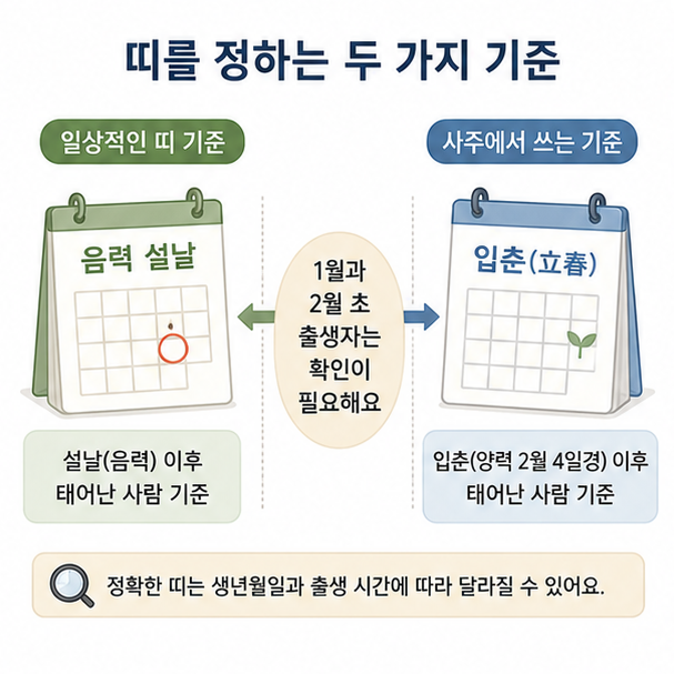 음력 설날과 입춘 기준을 비교한 1월&middot;2월생 돼지띠 확인 방법