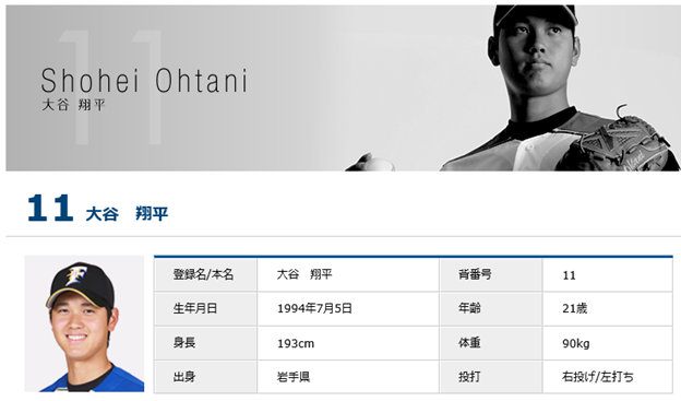 오타니쇼헤이 프로필
