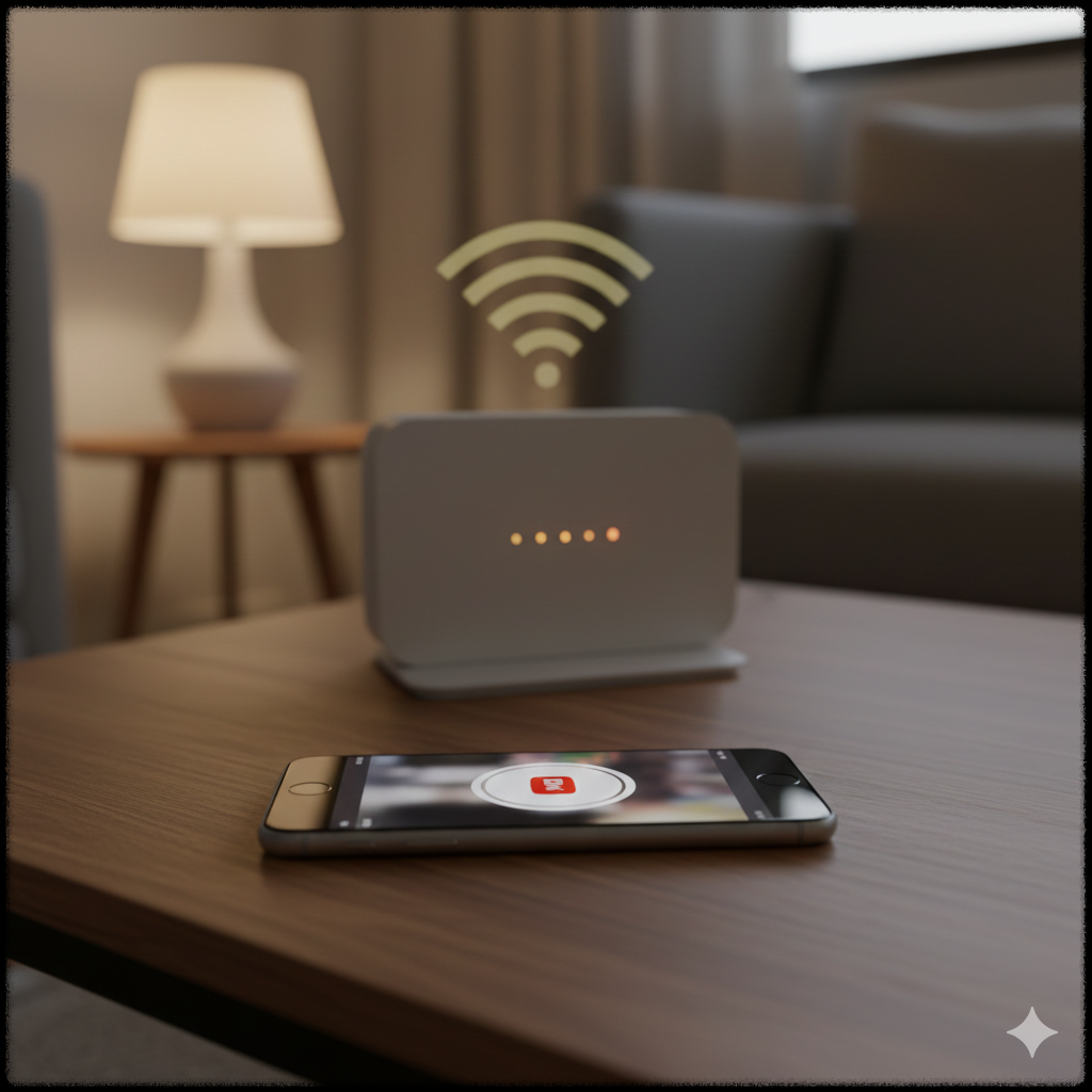 Wi-Fi 신호가 불안정해 유튜브 영상이 끊기는 스마트폰 화면