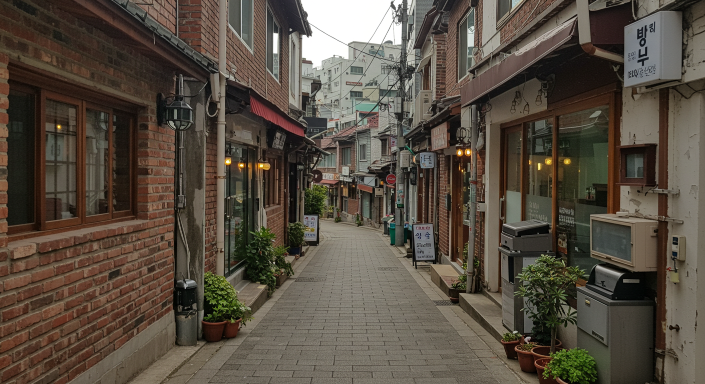 오래된 건물들과 조용한 분위기가 특징인 동네