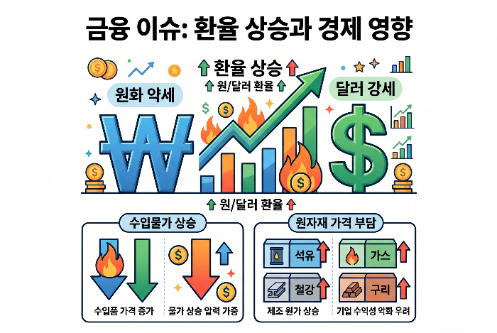 원화 약세와 환율 상승이 수입물가를 올리는 구조 이미지