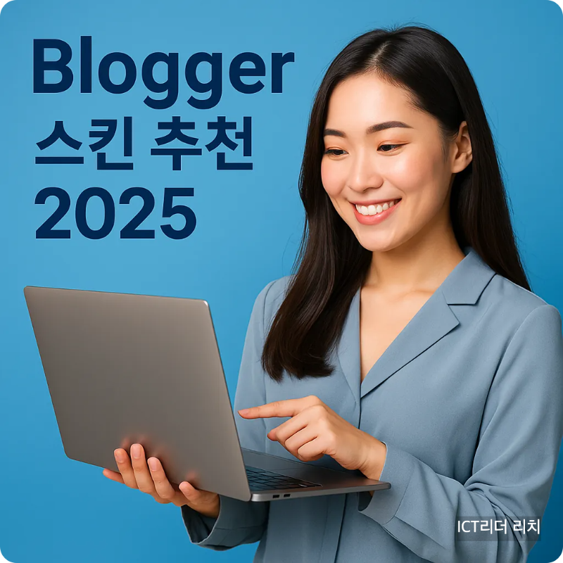 밝고 환한 서울 강남 여성의 자연스러운 블로그스팟 디자인 관련 행동을 담은 썸네일