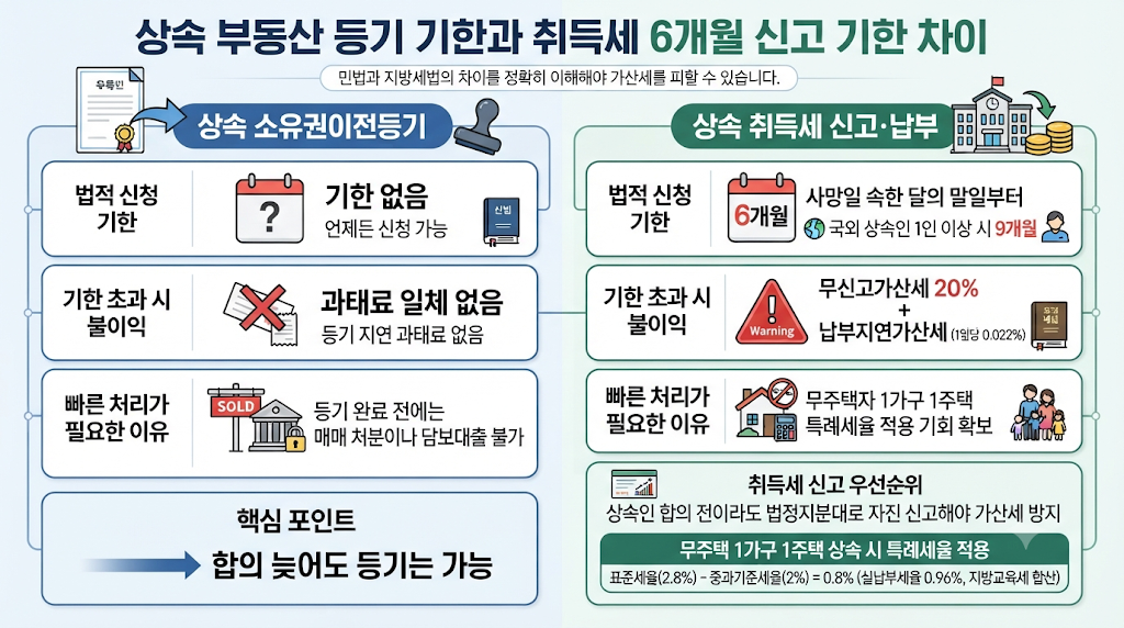 상속 부동산 등기 기한과 취득세 6개월 신고 기한 차이