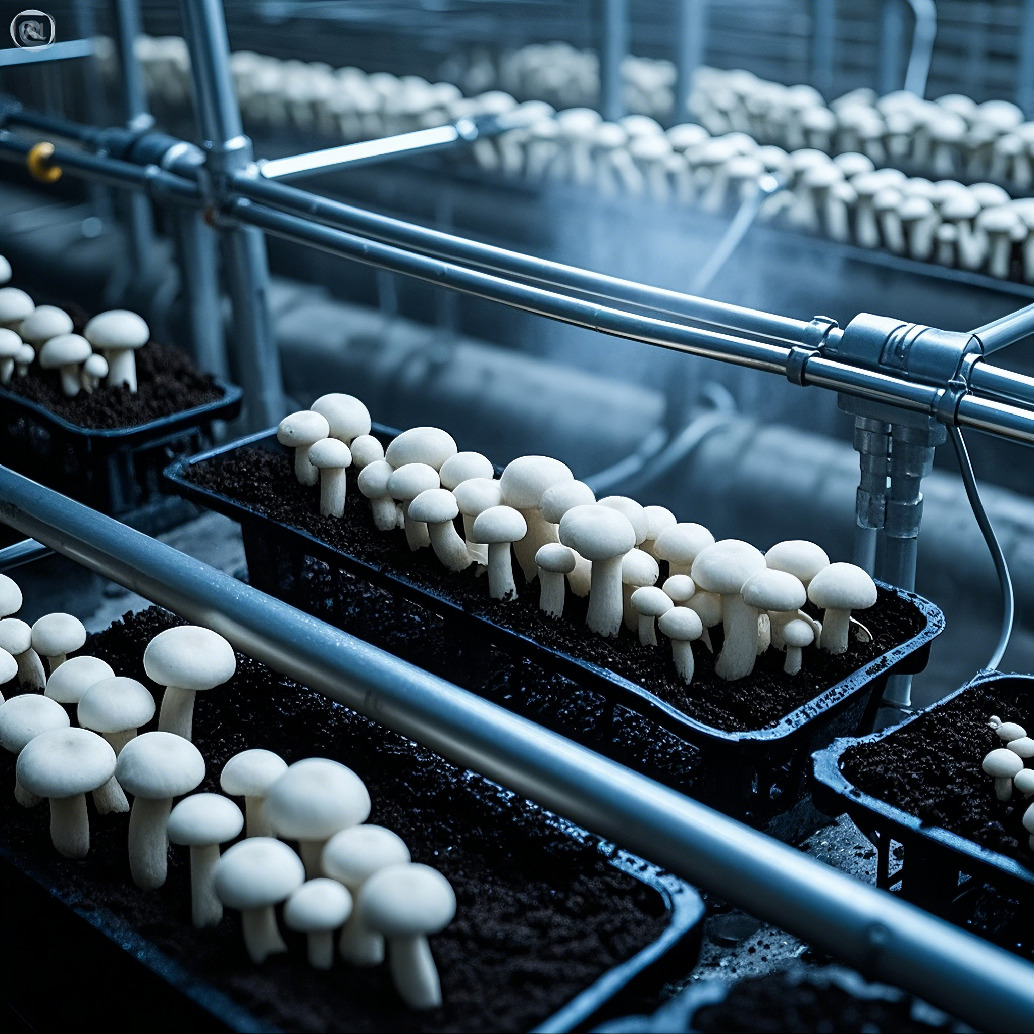 버섯 농사 창업 관련 스마트팜 적용 버섯 재배 하는 모습 사진