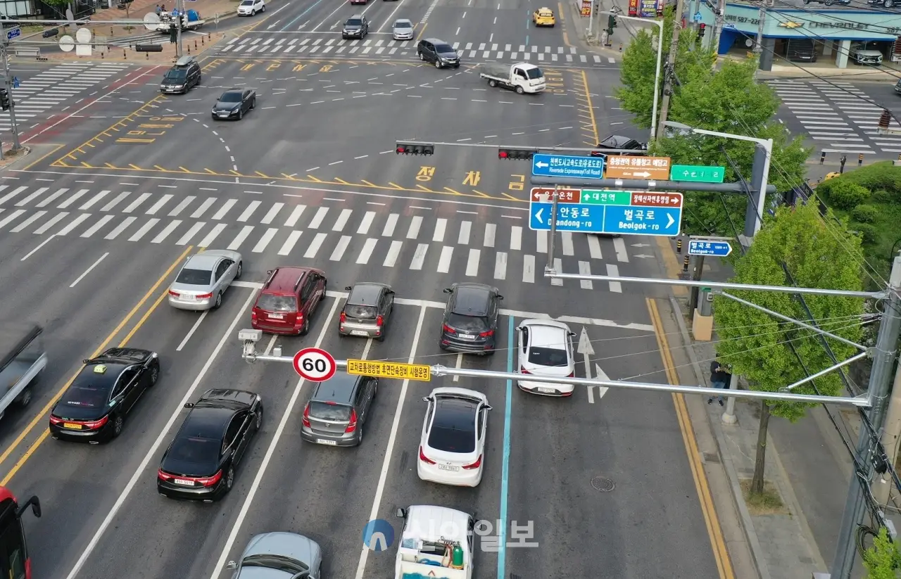 대전 가수원네거리 후면 단속 카메라 설치 현장