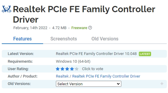 Realtek-PCIe-FE-Family-Controller-Driver