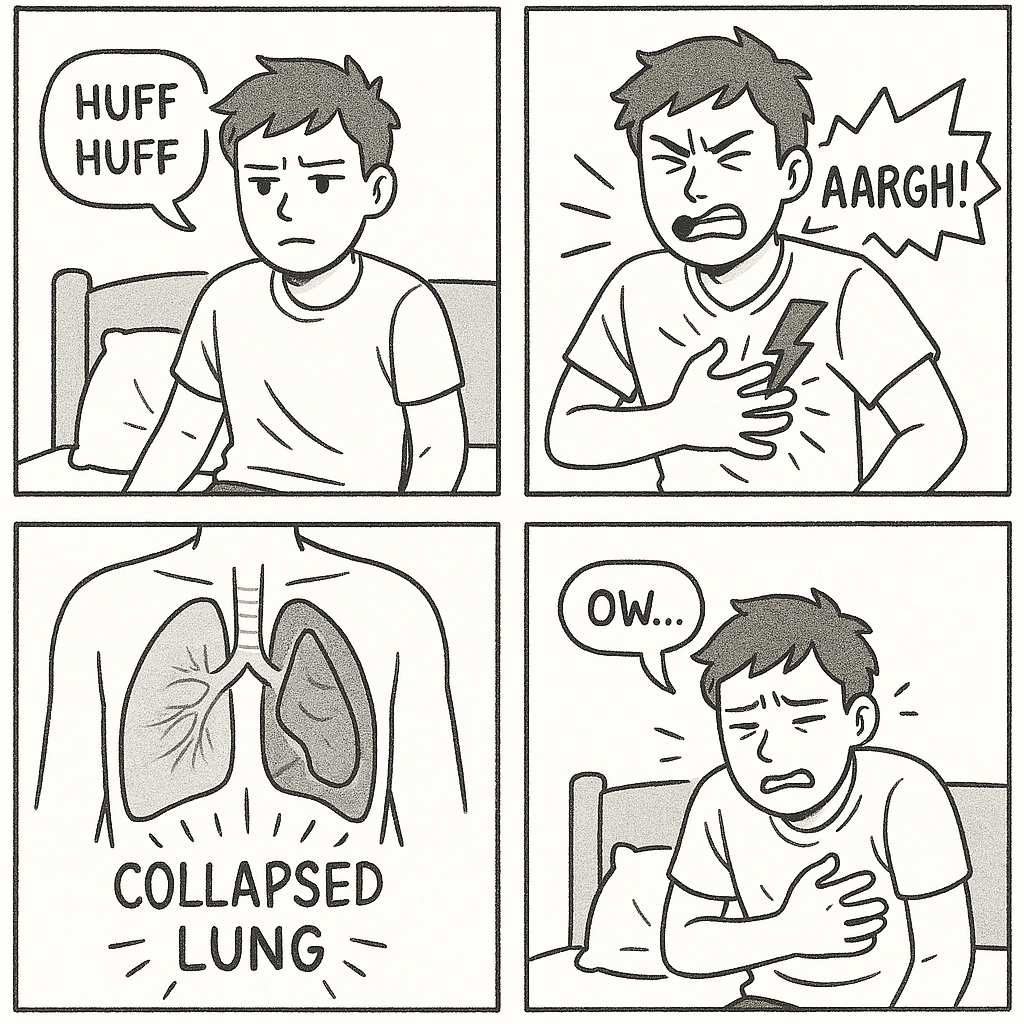 기흉의 고통을 설명하는 4컷 만화