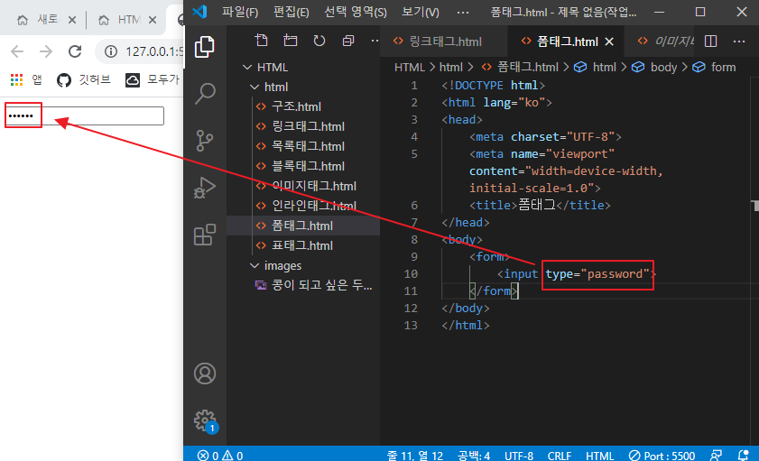 input태그 password타입 설명 이미지