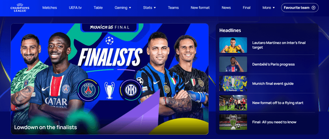 UEFA 챔피언스리그 공식 홈페이지