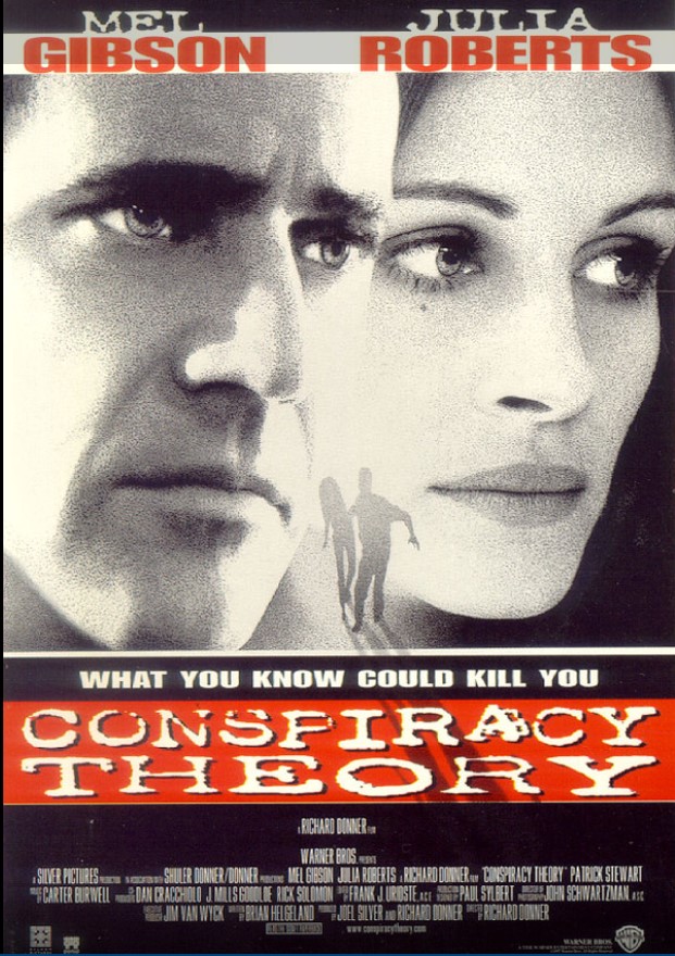 멜 깁슨과 줄리아 로버츠 주연 미스터리 스릴러, 영화 <컨스피러시>.