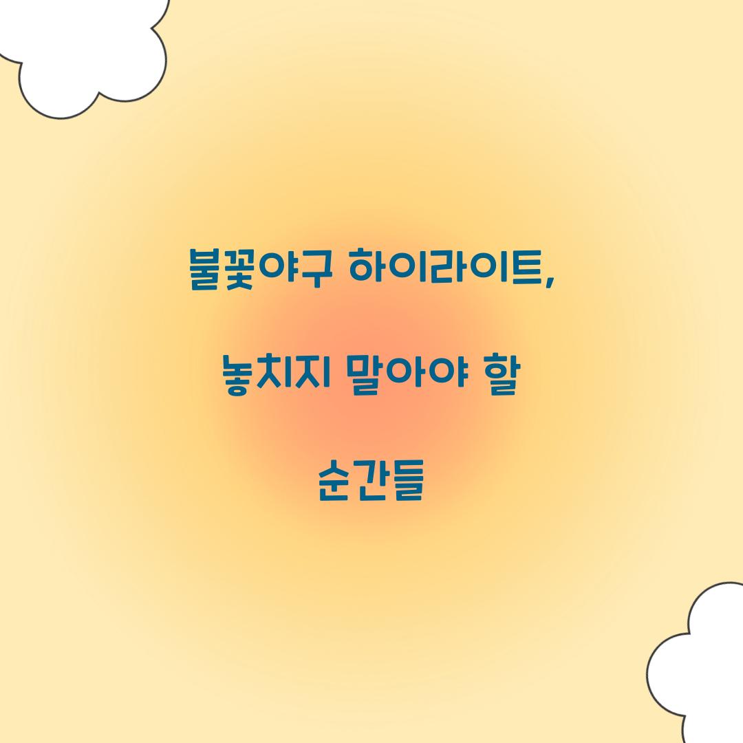 불꽃야구 하이라이트