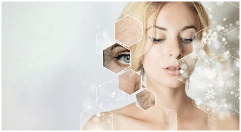 항산화 효과 노화 방지를 표현하는 금발 여성