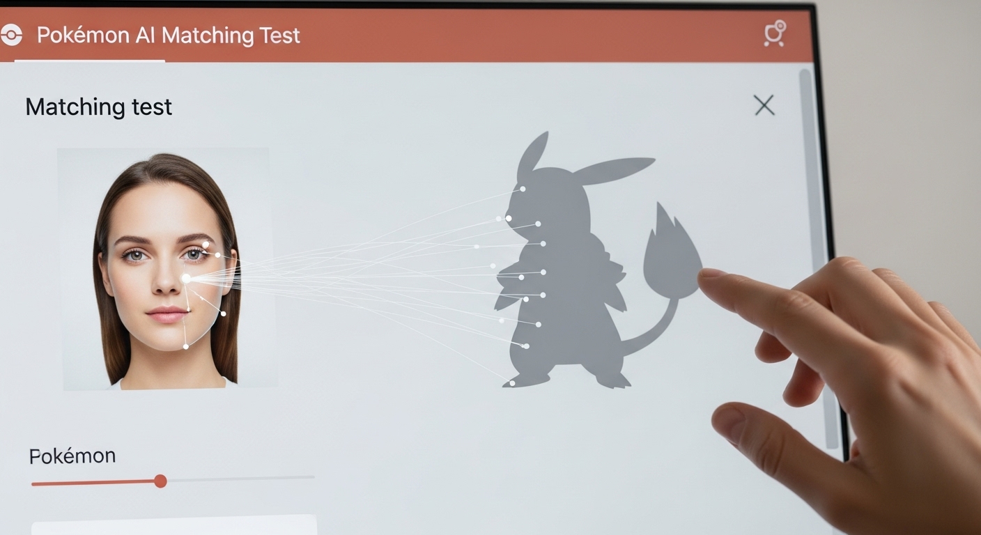 사용자가 얼굴 사진을 업로드하여 포켓몬 AI 테스트를 진행하는 모습, 진행 중인 분석 화면