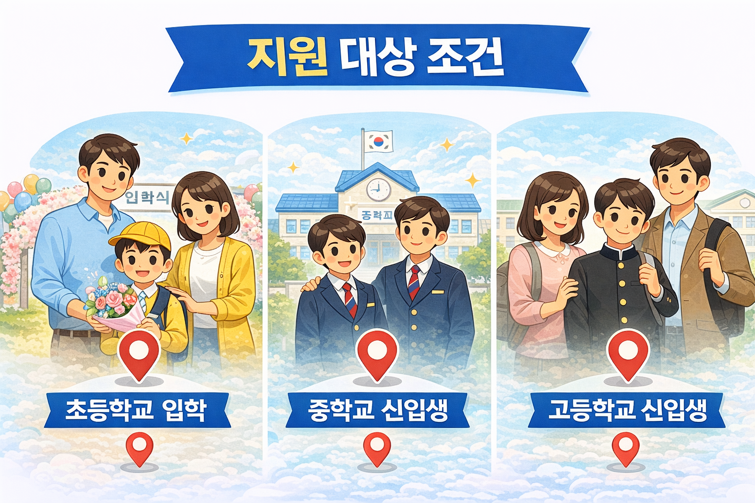 입학준비금 지원 대상 조건 안내