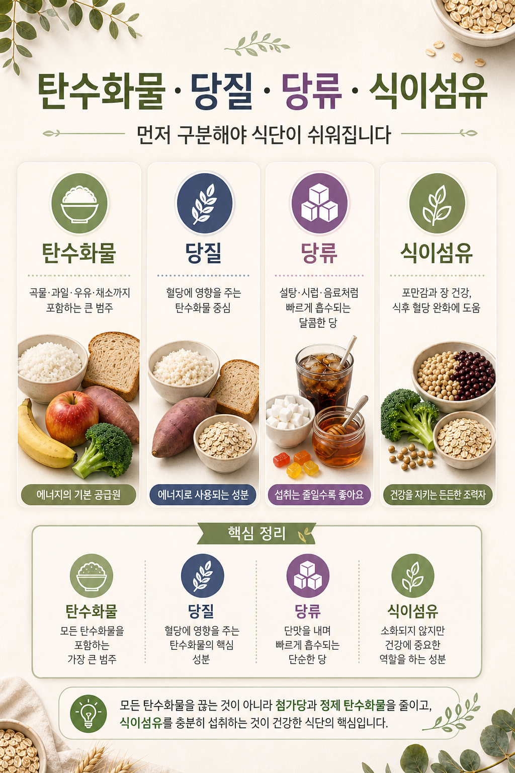 탄수화물 당질 당류 식이섬유 구분 포스터