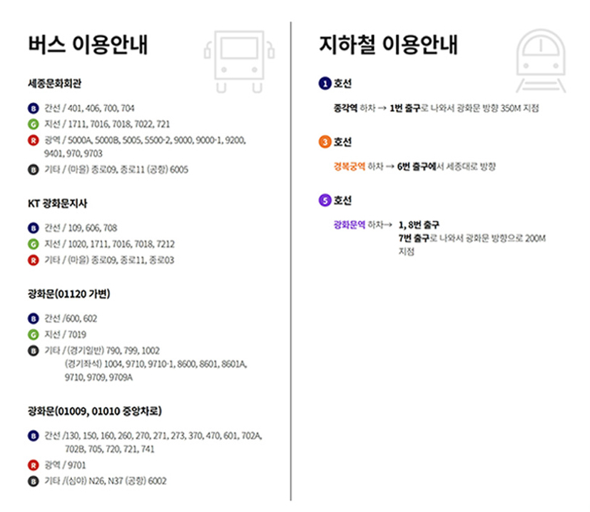 세종문화회관 지하철#44; 버스로 오시는 길