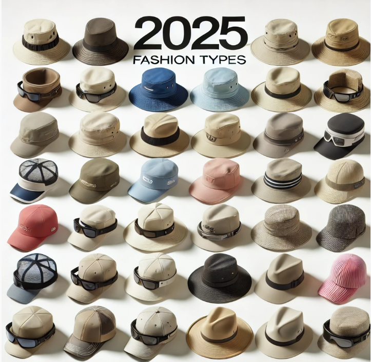 2025 모자 트렌드 관련 사진 (버킷햇, 볼캡, 뉴스보이)