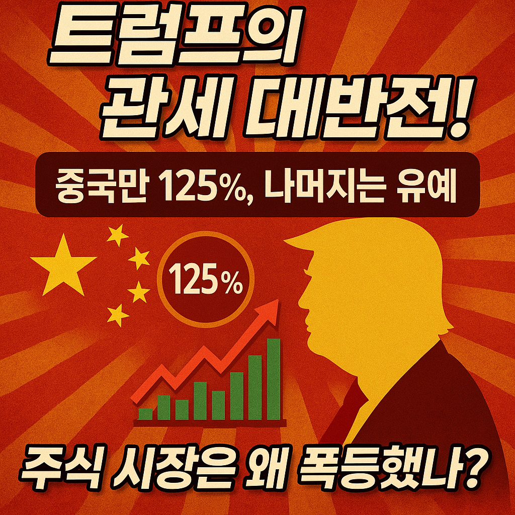 트럼프 관세 대반전: 중국만 125% 찍고 나머지는 유예, 주식 시장은 왜 폭등했나?